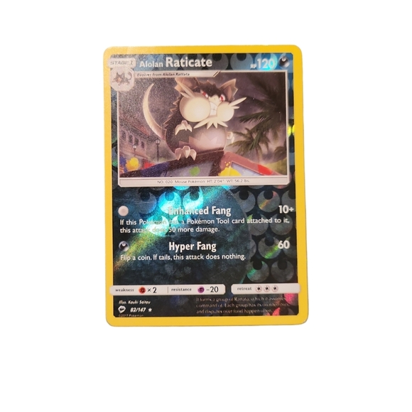 Pokemon Other - Pokemon TCG Raticate Card Burning Shadows Alolan 82/147 Reverse Holo Rare